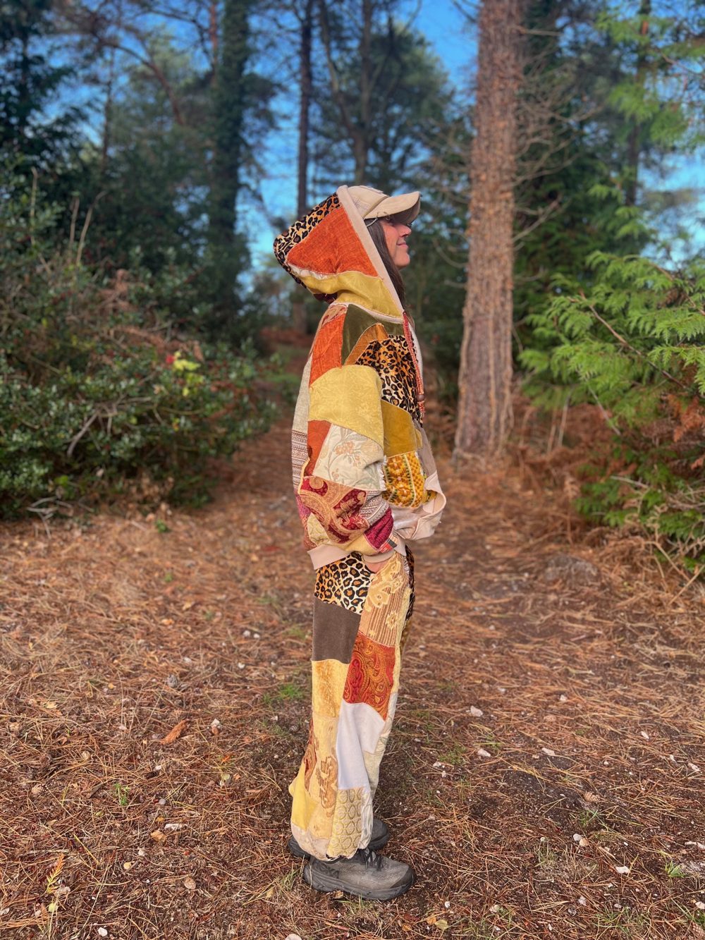 Patchwork tracksuit, left side